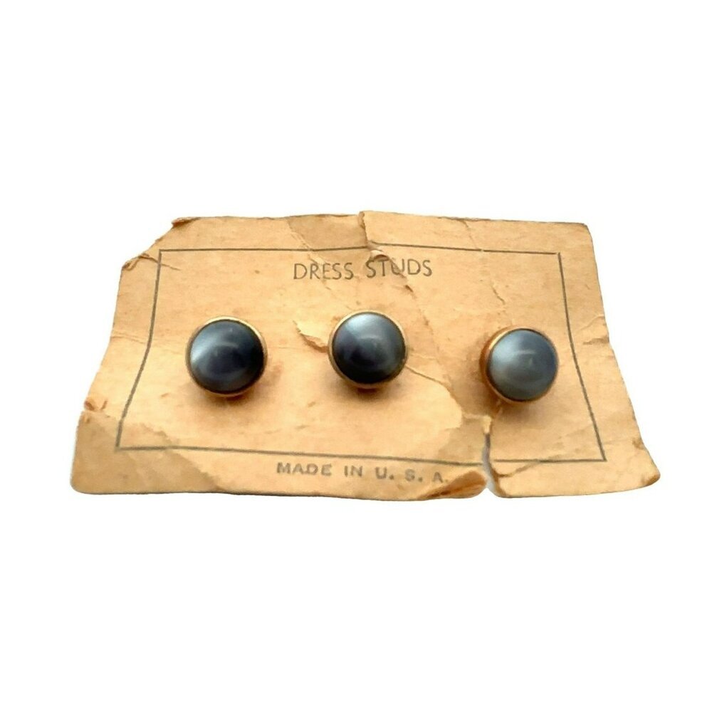 3 VTG Kreisler Craft Gold Tone & Moonstone Men’s Dress Studs! 133‎